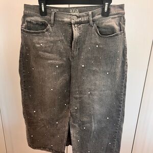 a.n.a Charcoal High-Rise Denim Skirt